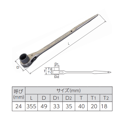 24mm/355mmラチェットレンチ(シノ付)_画像04