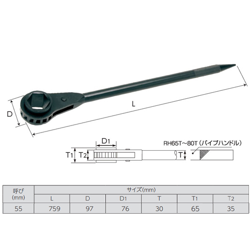 55mm/759mmラチェットレンチ(強力型/シノ付_画像02