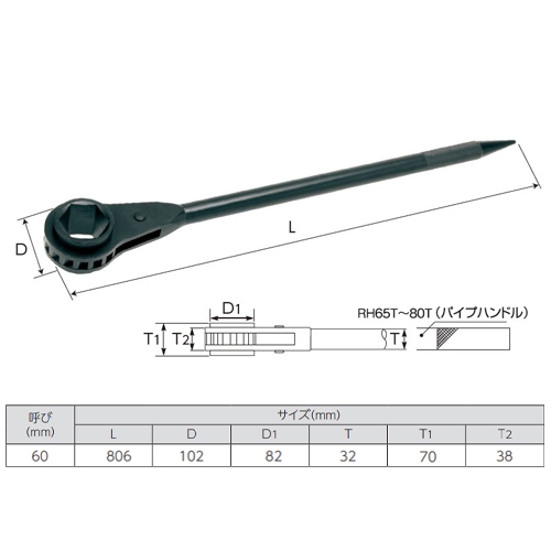 60mm/806mmラチェットレンチ(強力型/シノ付_画像02