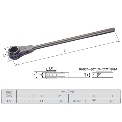 65mm/907mmラチェットレンチ(強力型/パイプ_画像02