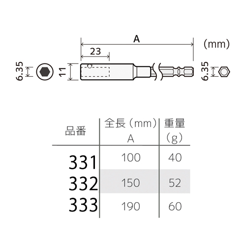 1/4 inHex/190mmビットホルダー(貫通型)_画像04