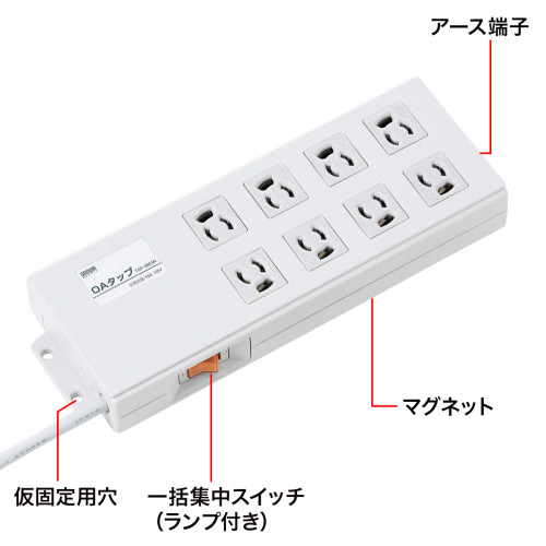 2m/8口3Pタップ(ノイズフィルタ/一括/BOX型_画像03