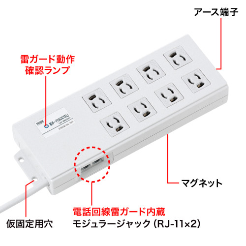 2m/8口3Pタップ(雷ガード/BOX型)_画像03