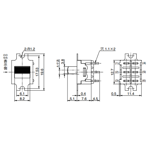 125V/3A 2極双投/小型スライドスイッチ_画像03