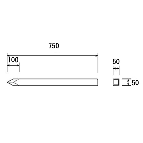 50x50x750mm 角杭(穴なし)_画像04
