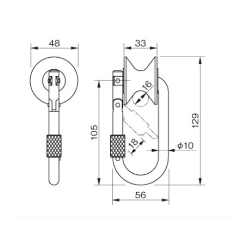 100kg/φ16mmプーリーカラビナ(スチール製)_画像04