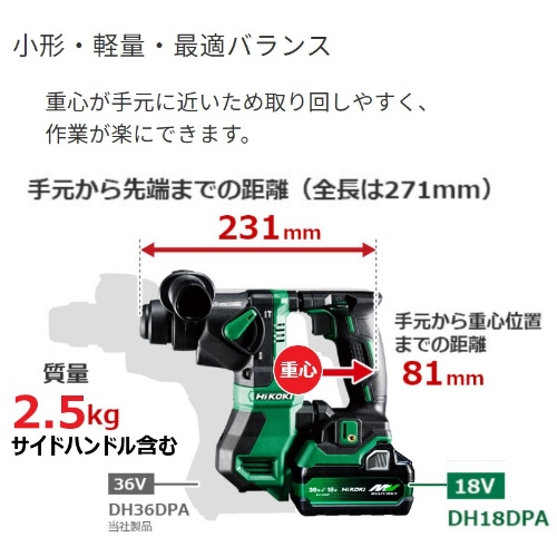 DC18.0V/18mm ハンマードリル(充電式)_画像02