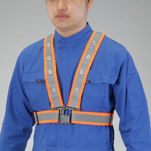 LED安全ベスト(縁無し/蛍光オレンジ)_画像02