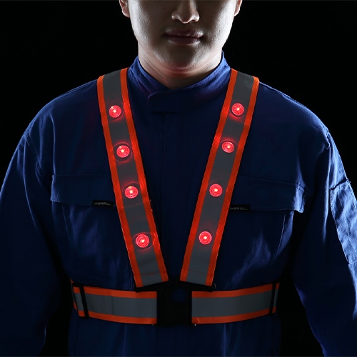 LED安全ベスト(縁無し/蛍光オレンジ)_画像03