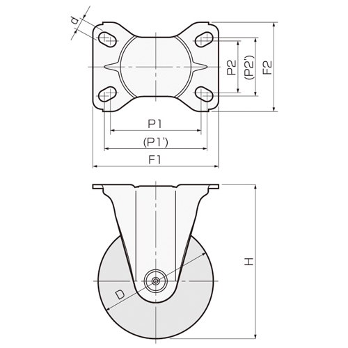 150キャスター(ゴム車/固定/ステンレス製)_画像04