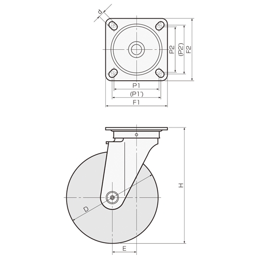 150キャスター(ゴム車/自在/ステンレス製)_画像04