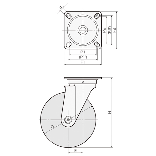 100キャスター(ゴム車/自在/ストッパー/SUS_画像04