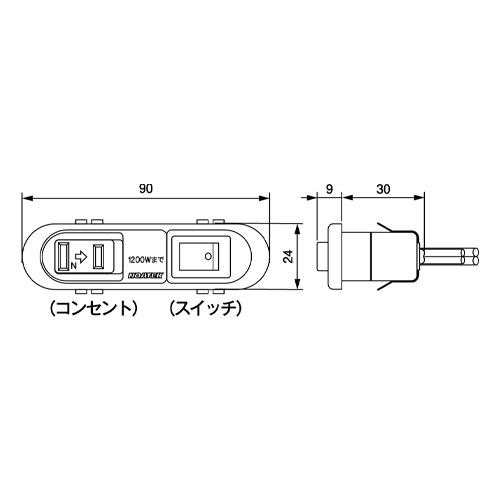 AC125V/15Ax2mコンセント埋込･スイッチ/茶_画像02