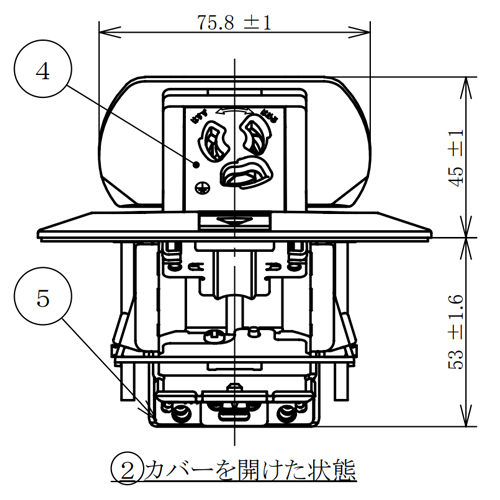 125V/15Aフロアコンセント/丸(1口/抜止･E付_画像04